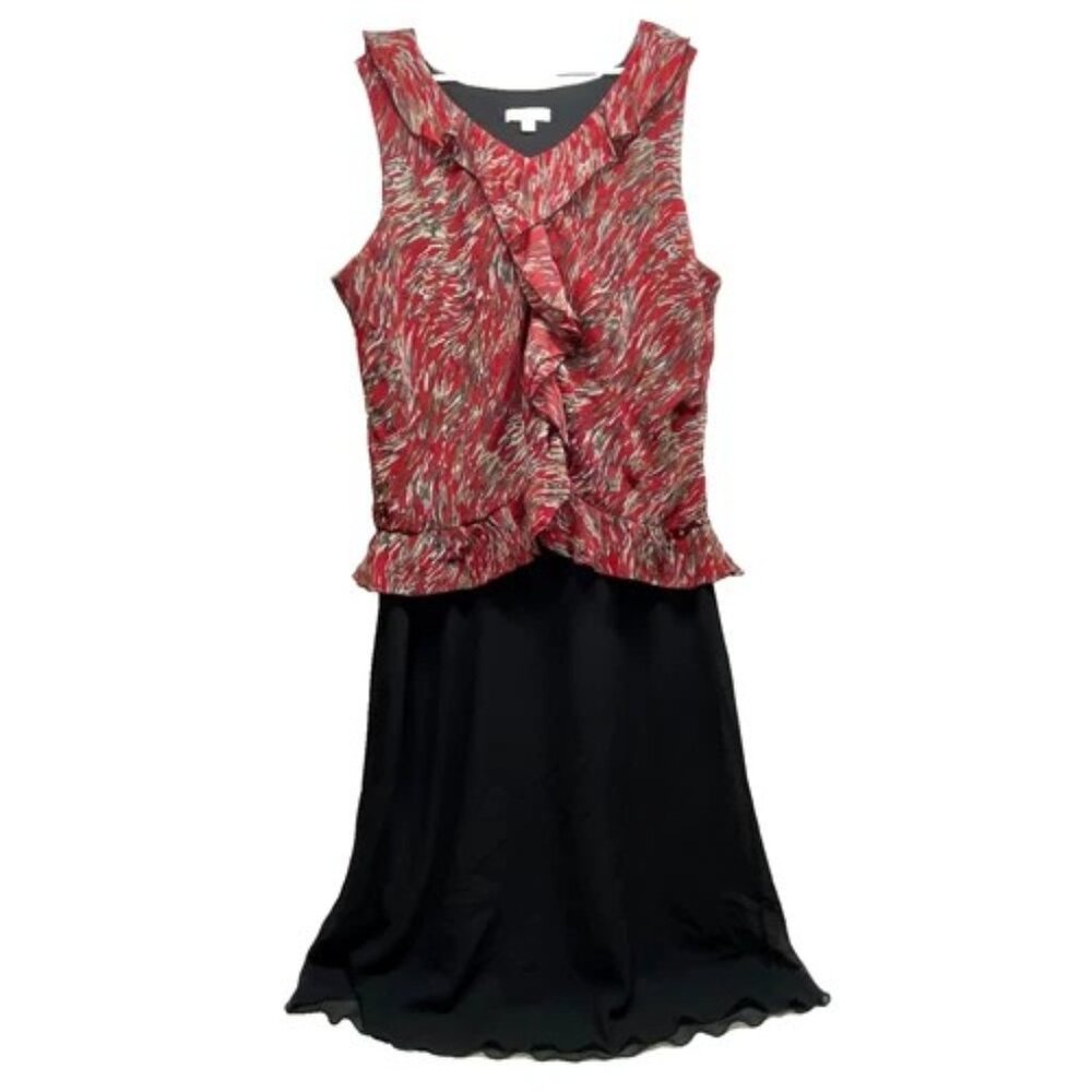 Los‎ Angeles Career Dress Women's Sz 24W Red Black Sleeveless V-Neck Stretch GUC